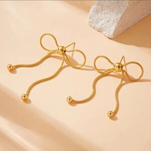 18k Gold Plated  Bow Earrings